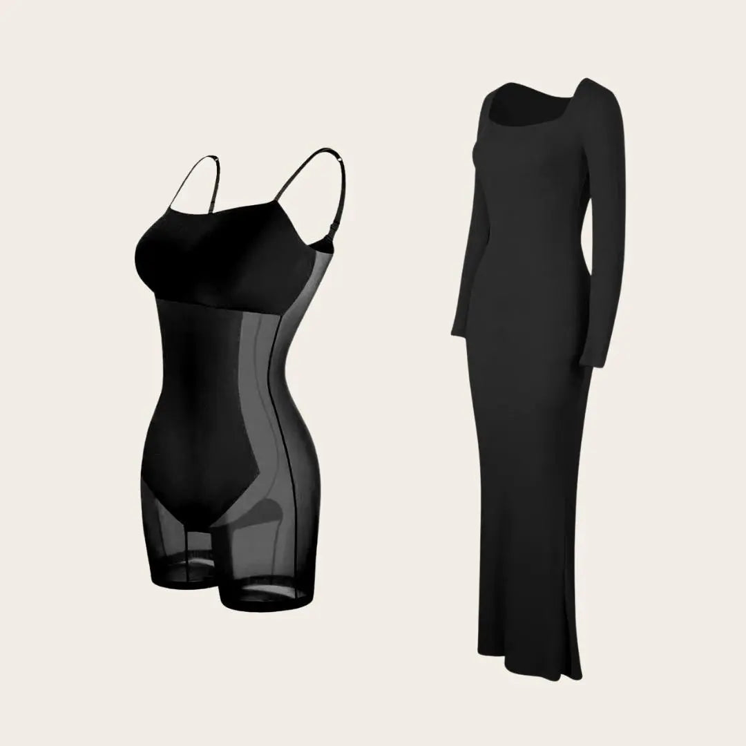 Linnea – Ultra flatterende design dame langærmet shapewear kjole-Dresses-Zuruz-Zuruz