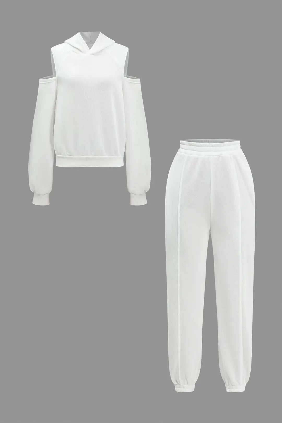 Quinta - Trendy Udsnitsdesign Kvinde Sweatshirt & Bukser Sæt-Sets-Zuruz-Hvid-XS-Zuruz