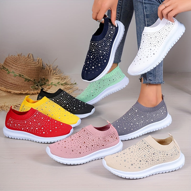 Ladies Solid Color Round Toe Low Top Slip-on Fabric Upper EVA Sole All-season Casual Sports Shoes T13