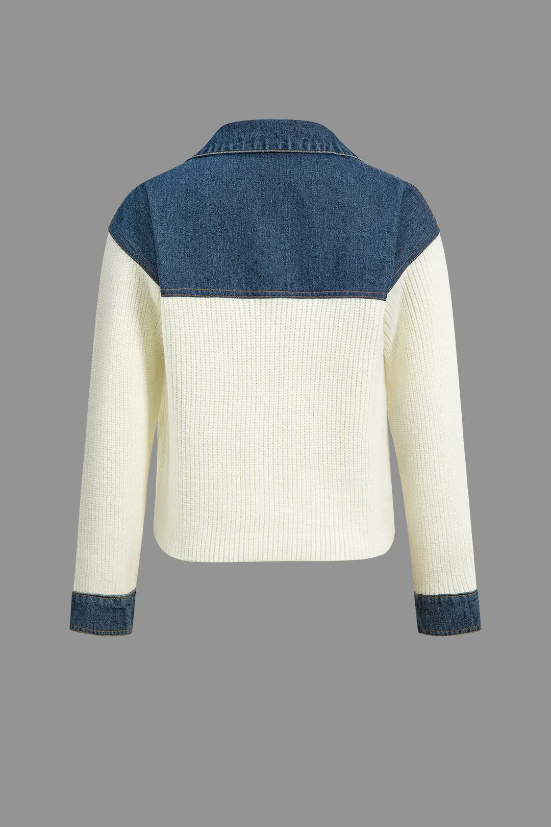 Rosamund – Hyggelig Strikket Denim Patchwork Kvinde Cardigan-Cardigans-Zuruz-Zuruz