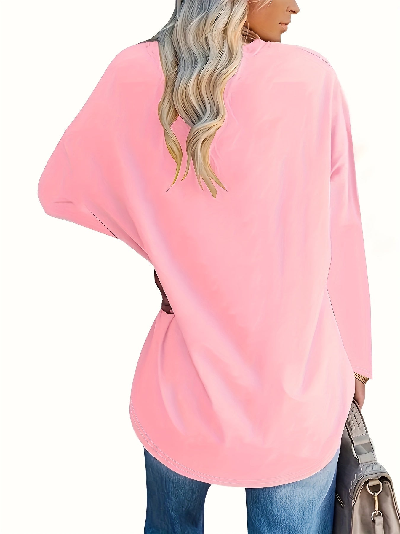 Plus Size Women's Casual Long Sleeve Round Neck Pullover Top - Soft Stretchy, Relaxed Fit Solid Color, Machine Washable Autumn Winter Comfort Wear, Daily Fashion, Oversized Fashion, Pullover Style