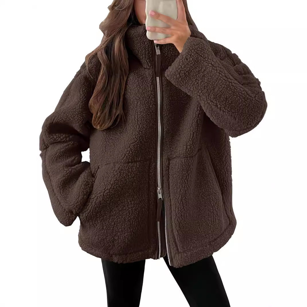 Teddy Zip Jacket til kvinder - hyggelig fleecejakke til vinter og efterår