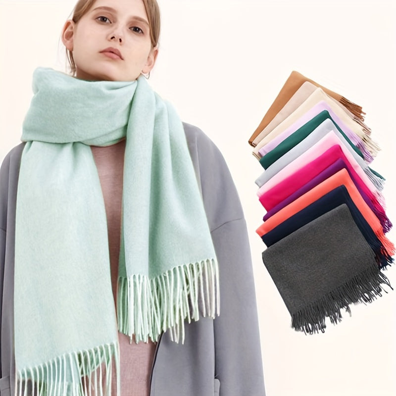 Kasjmir Halstørklæde Boho Stil Neutral Farve Varm Og Blødt
