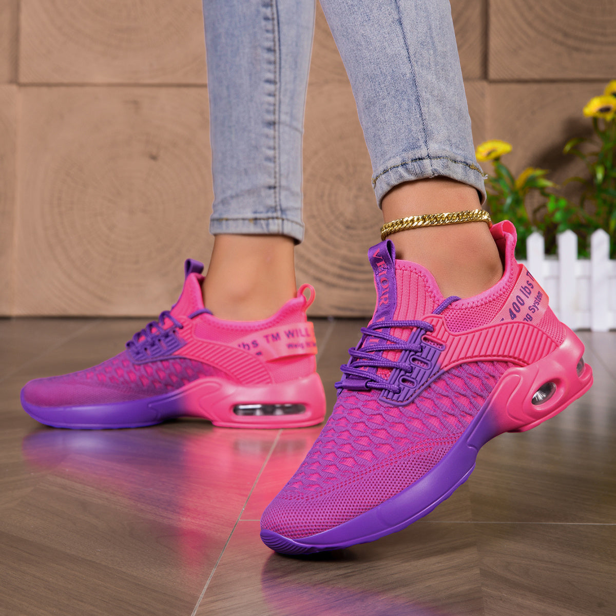 Women's Lightweight Breathable Running Sneakers - All-Season Cushioned Arch Support & Neutral Cushioning, Vibrant Pink & Purple Colorway, MD/Rubber Sole & Fabric Upper for Gym, Jogging, Casual Walking - Stylish Sneakers, Ladies Sports Shoes, Orthopedic S
