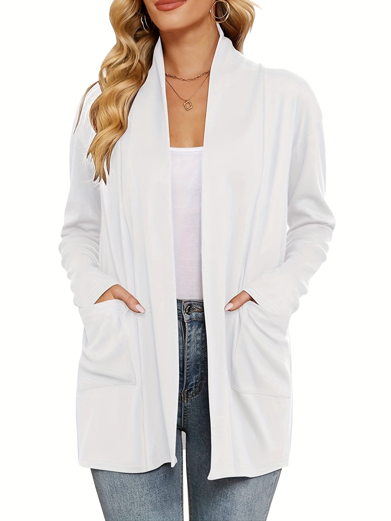 Women'S Cozy Cardigan - Long Sleeve Open Front Sweater with Pockets, Light Blue Casual Fall/Winter Top for Casual Attire, Cozy Fall Apparel | Relaxed Fit Sweater | Construction, Sweater Cardigan