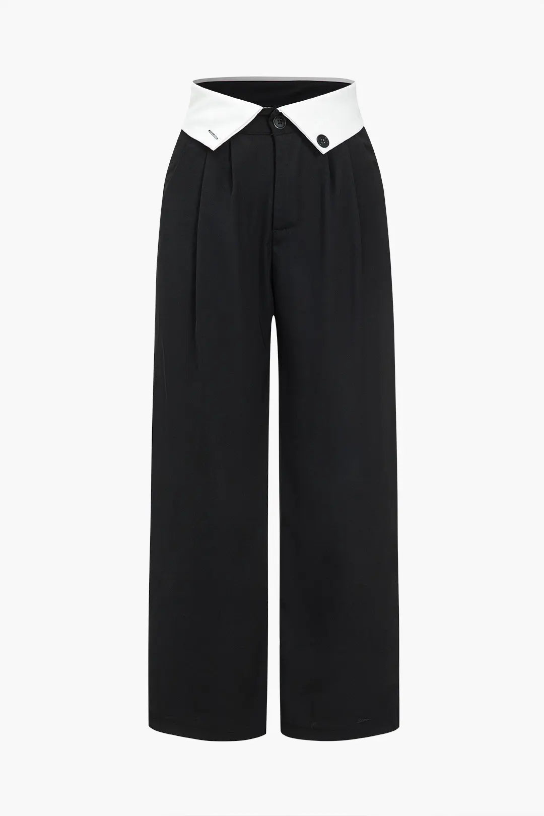 Coralina - Kontrast Højtaljede Bredbenede Kvinde Bukser-Pants-Zuruz-Sort-XXS-Zuruz