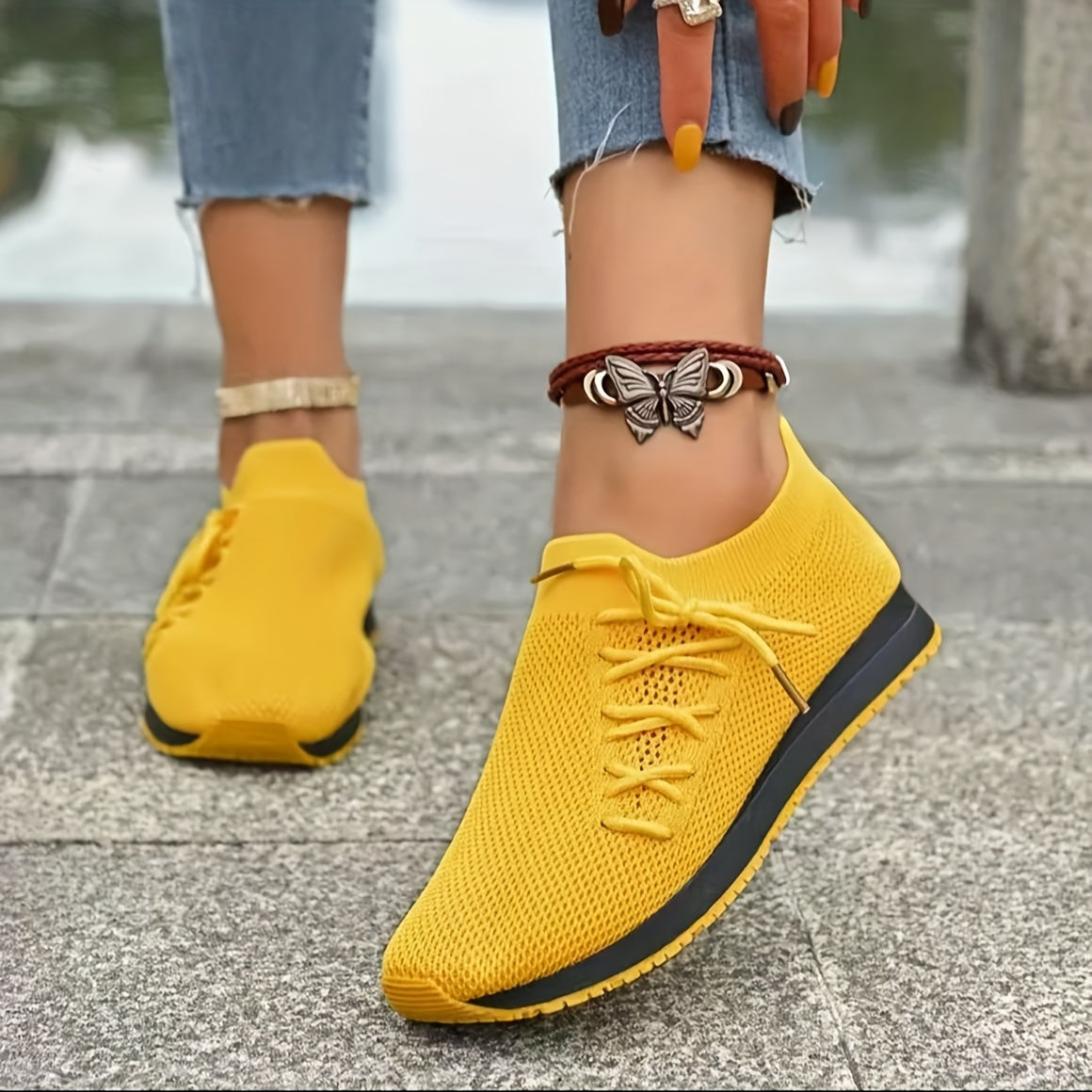 Spring Sneakers, Breathable Trendy Shoes for Instagram Style and Jeans Cuff Stylings - Comfortably Recommended by Influencers, Sneakers Shoes for Women, Shoes for Women Plus Size, Orthopedic Sneakers for Women, Extra Wide Width Shoes for Women, Comfortab