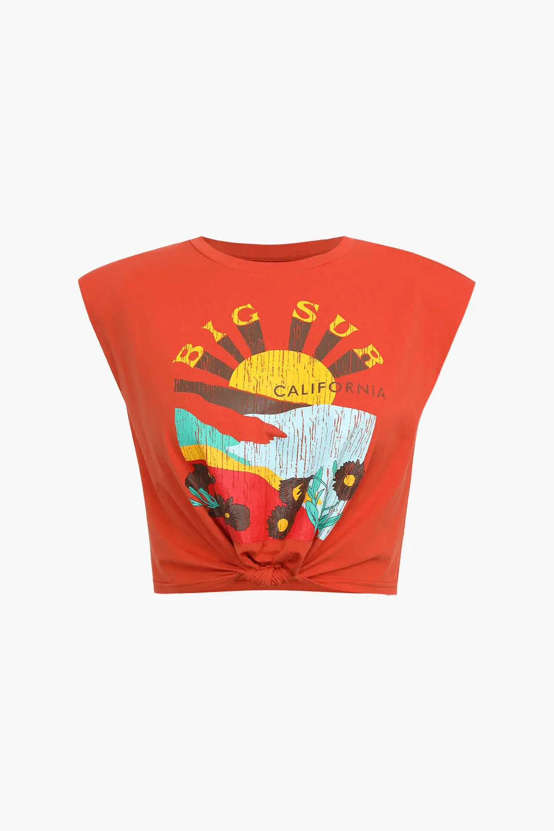 Olivette - Iøjnefaldende Big Sur Grafisk Design Kvinde T-shirt-T-shirts-Zuruz-Mørke Orange-2XS-Zuruz