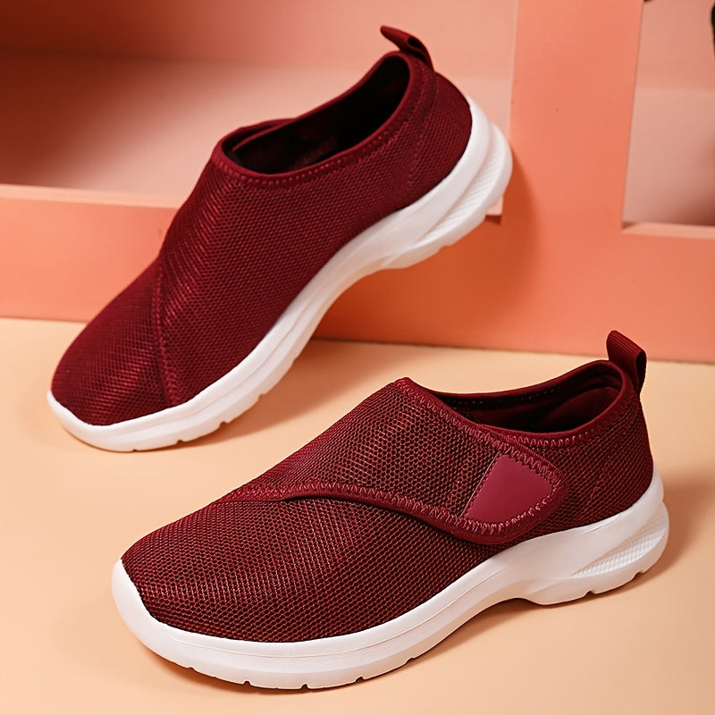 Women's Adjustable Walking Shoes - Orthopedic Foot Care with Cushioned EVA Sole, Lightweight Low-Top Design, Burgundy Color - Arch Support Shoes for Post-Surgery,, Everyday Walking - All-Day Comfort & Easy Closure Strap