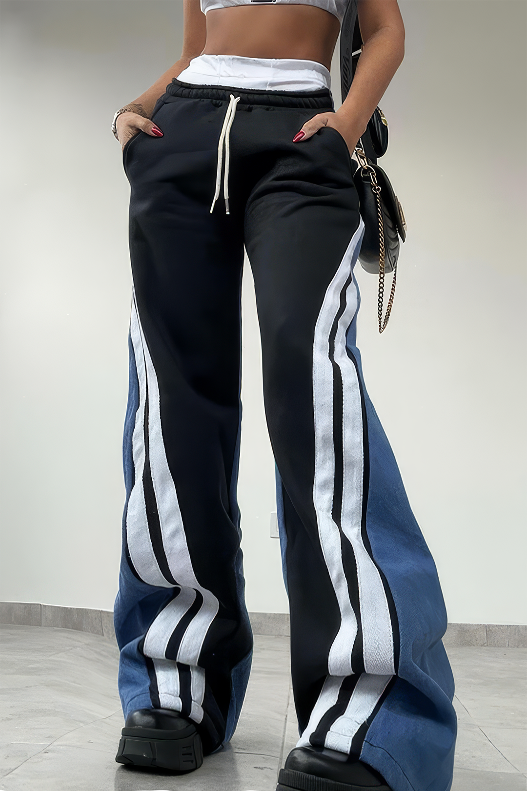 Ginevra – Moderne stribet patchwork dame bukser-Pants-Zuruz-Zuruz