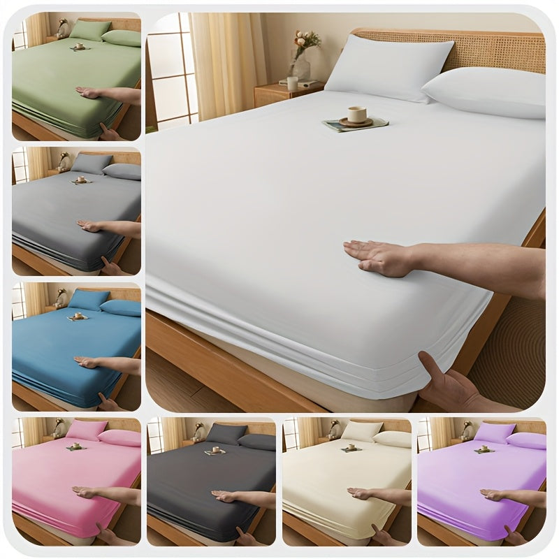 1pc Solid Color Soft Breathable Fitted Sheet, 4-Season Mattress Cover - Machine Washable Full Coverage Style, Multiple Sizes Available, Minimalist Elegant Design, Light Beige-Friendly Fabric Suitable for Bedroom, Guest Room, School & Hotel (Pillow Not In