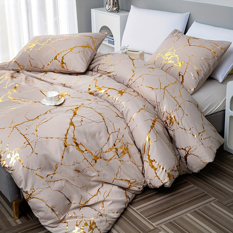 3pcs Classic Hot Stamping Texture Quilt Cover Set