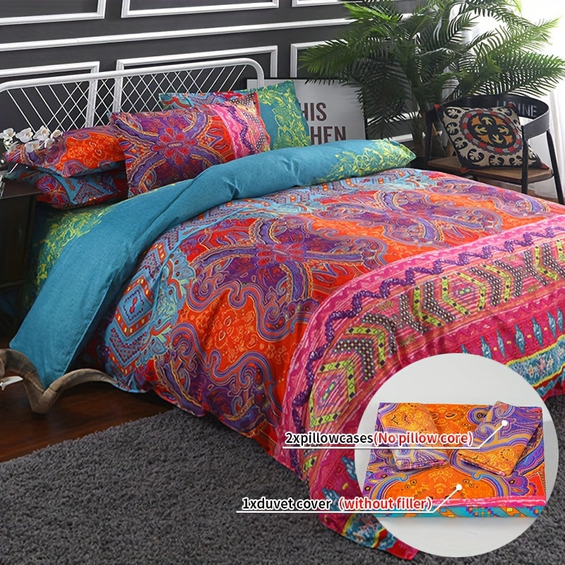 Boho Duvet Cover Set With Matching Pillowcase, Modern Bedding Set
