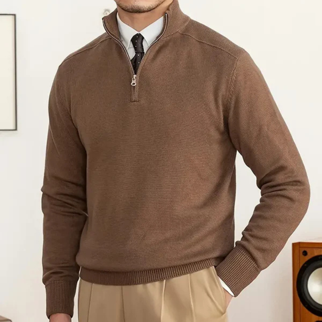 Lecce sweater med ribbet krave