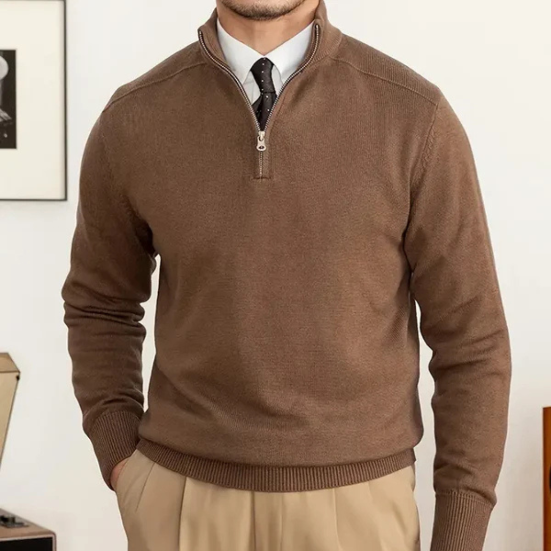 Lecce sweater med ribbet krave