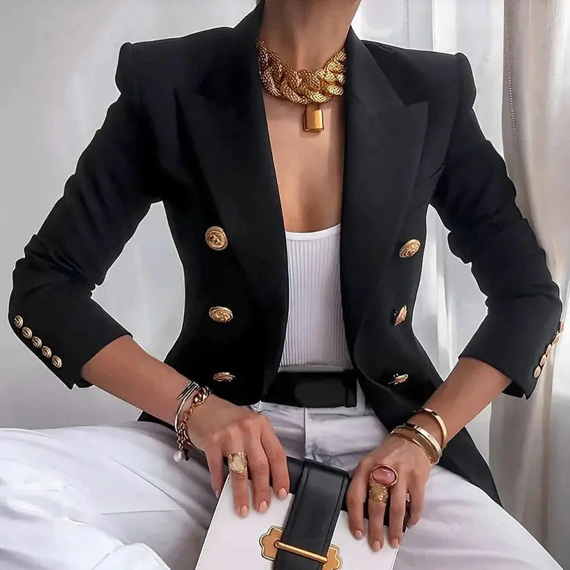 Celestina - Tidløs Elegance Kvinde Blazer-Jackets/ blazers-Zuruz-Sort-XS-Zuruz