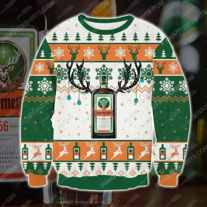Jägermeister Ugly Christmas Sweater til mænd - festlig strikket sweater til højtider og fester