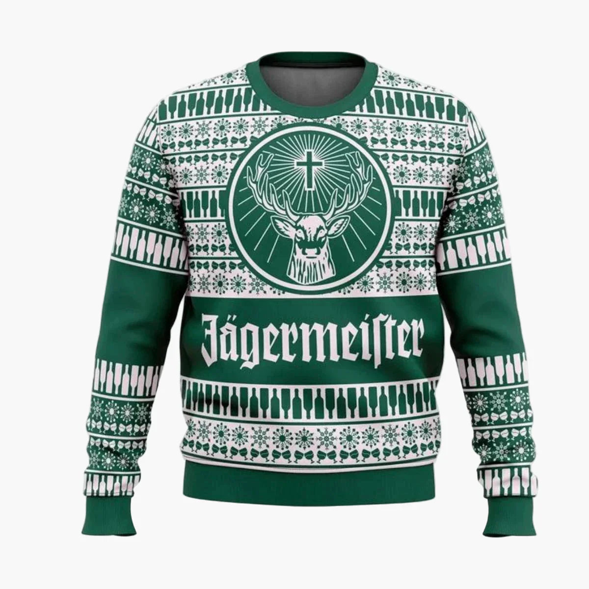 Jägermeister Ugly Christmas Sweater til mænd - festlig strikket sweater til højtider og fester