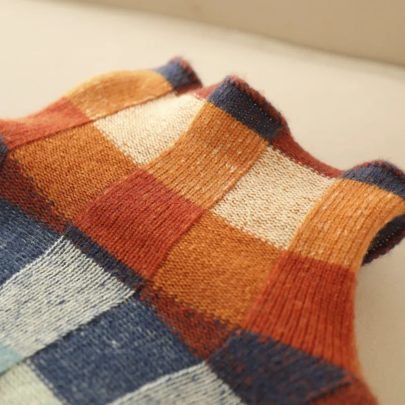 Patchwork-rullekravesweater i kashmir