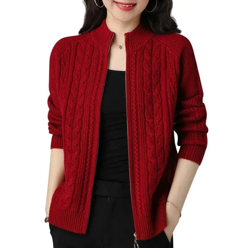 Maren Strikket Cardigan med lynlås