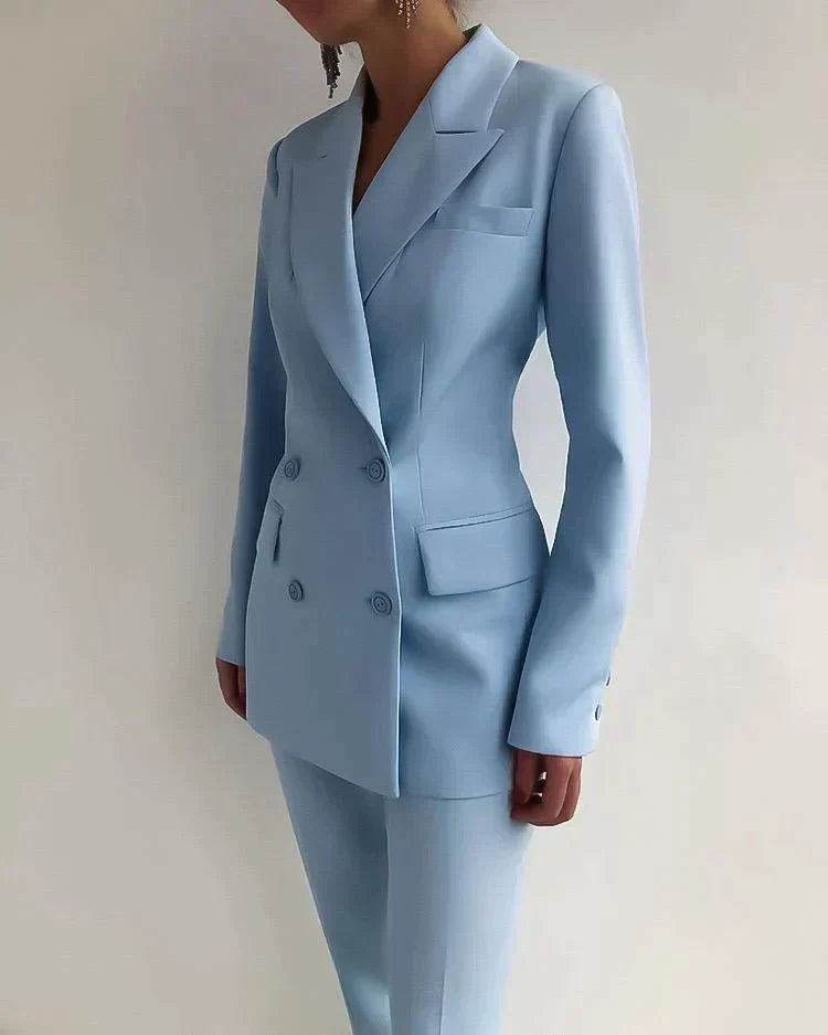 Women’S Blazer and Trousers Set – Tailored Fit – Double Breasted – Formal Wear