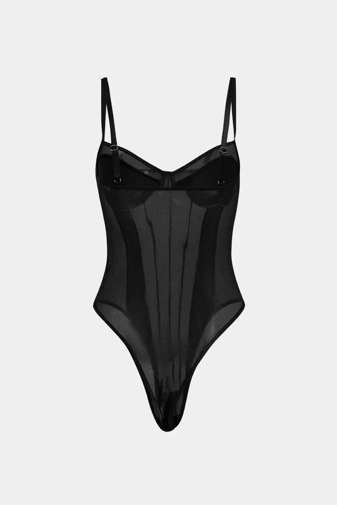 Delphine – Sexet rygfri mesh dame gennemsigtig korset bodysuit-Bodysuit-Zuruz-Zuruz