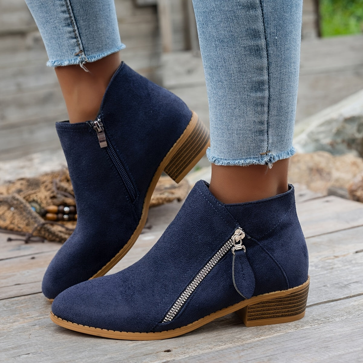 Women's Elegant Slip-on Anklet boots - Pointed toe Winter boots with Zipper Closure, Cushioned TPR Sole - Available in White, Black, Blue, Red - for Everyday, Parties, Travel - Affordable Ladies footwear, Cute Boots, Party Footwear
