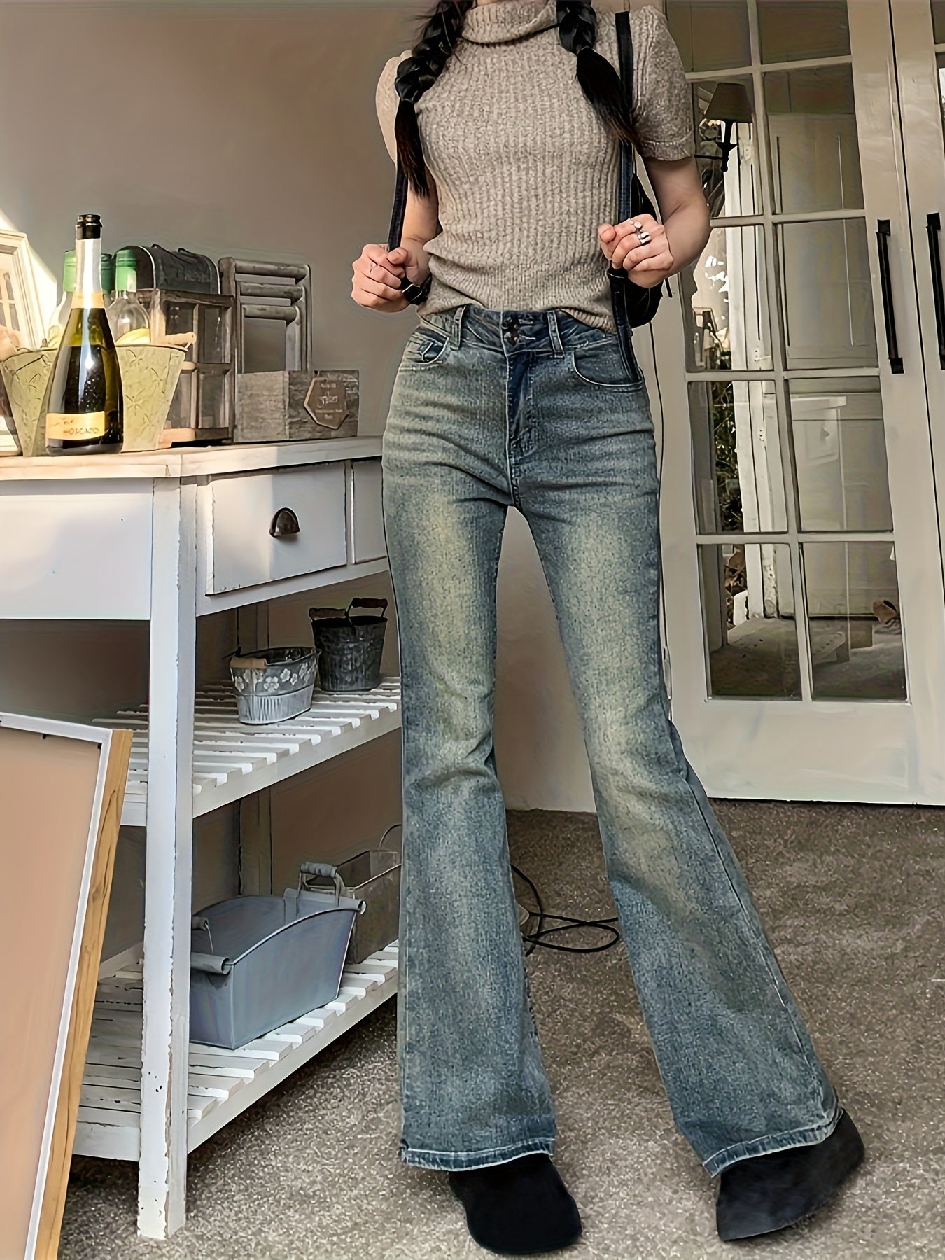 High-Waisted Stretch Flare Jeans