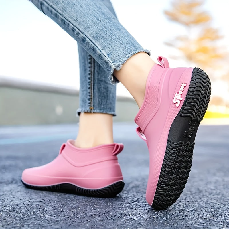 Women'S Stylish Rain Boots - Low Cut, Short Tube, Fashionable Slip-Ons with Anti-Slip Soles, Rubber Shoes, Thick Sole for All Seasons, Work Boots|Fashionable Footwear|Durable Rubber Boots