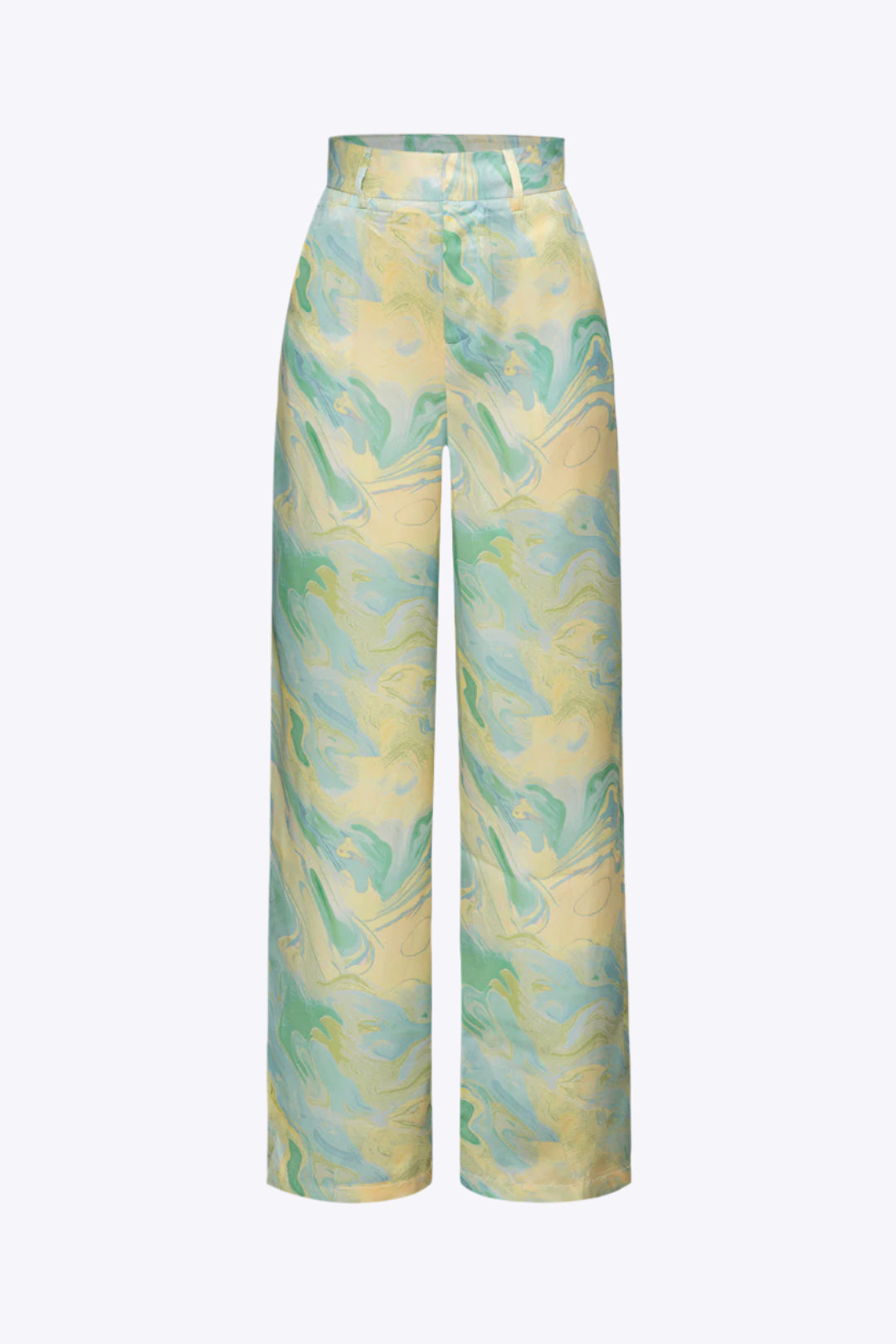 Juliana – Elegant marmorprint dame bukser i fuld længde-Pants-Zuruz-Lime-XS-Zuruz