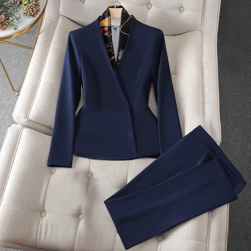 Women’S Tailored Suit – Fitted Blazer – Straight-Leg Trousers – Formal Business Wear