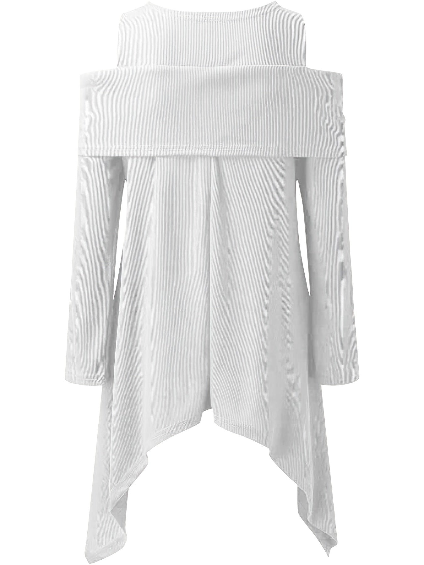 Women's Chic Off-the-Shoulder Long Sleeve Sweater - Stretchy Non-See-Through Pullover, Elegant Party & Everyday Outfits - Machine Washable Women's Fashion Tops, Ladies Sweaters, Casual Wear, Relaxed Fit, Nontransparent Fabric