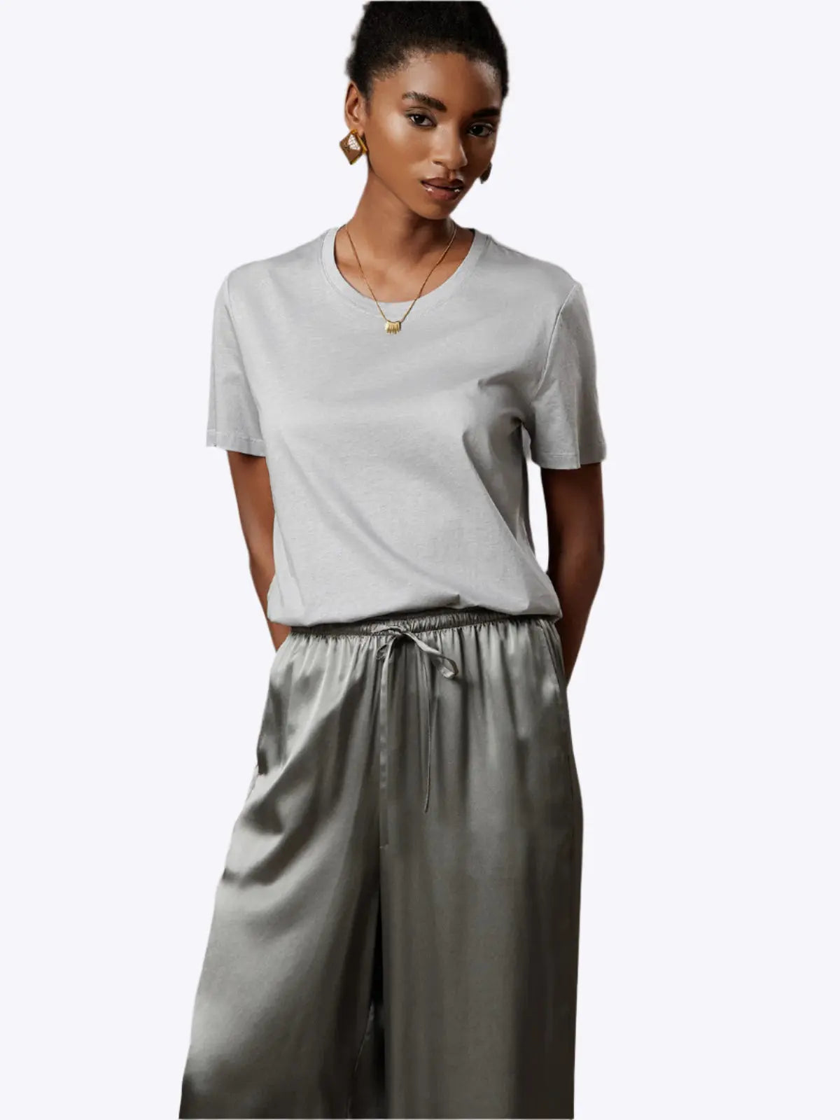 Ilse – Casual strikket lethed dame T-shirt-T-shirt-Zuruz-Sølv-XS-Zuruz