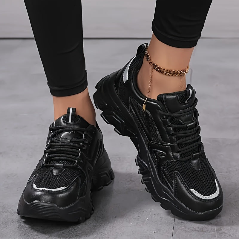 Women's New Arrival Dad Shoes, Spring/Autumn Trendy Ins Style Breathable Mesh Thick Sole Platform Trainers with Cushioning Feeling Lightweight Soft Bottom Running Sports Casual Walkers, Platform Sneakers for Women, New Balanced Shoes, Ladies Sports Shoes