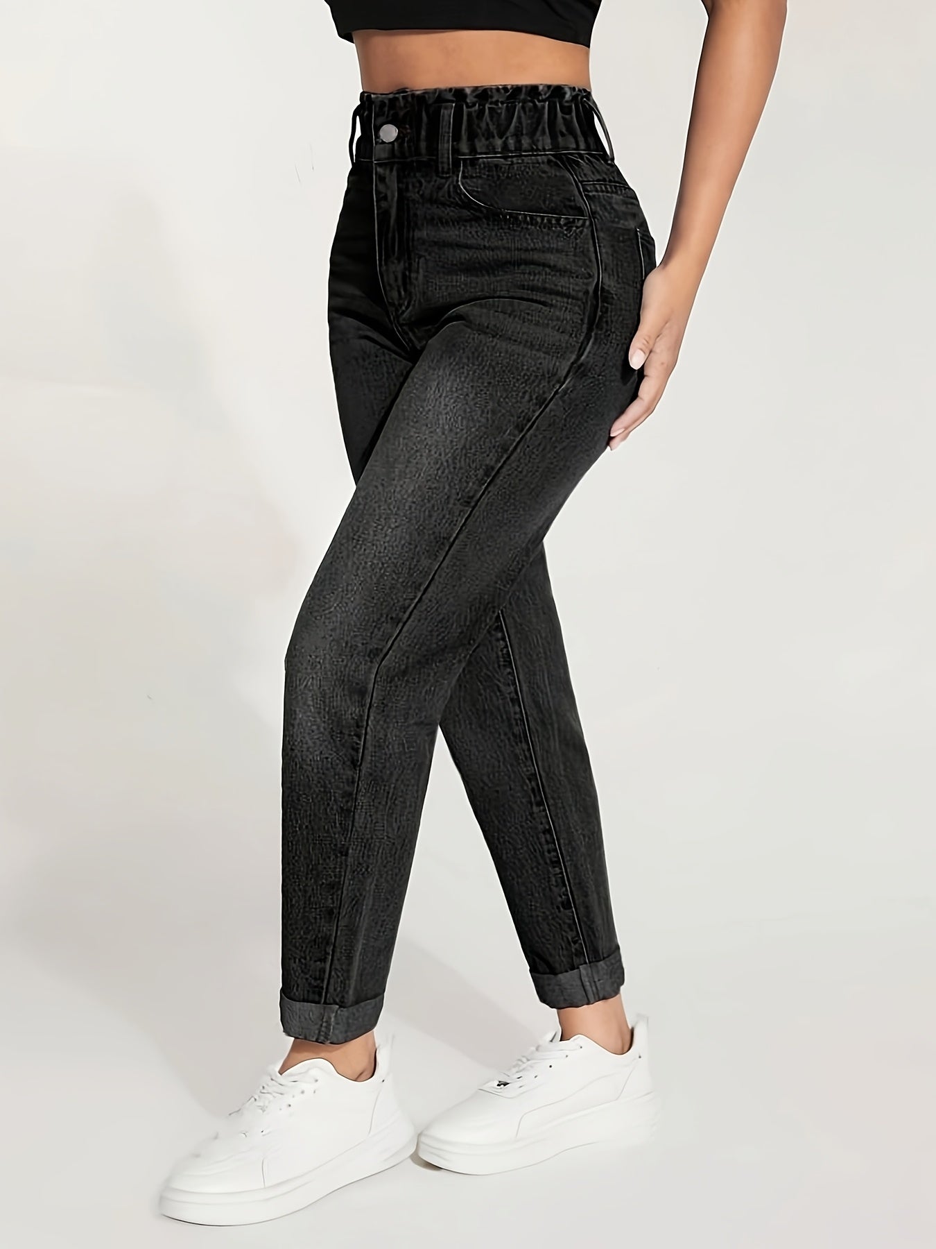 Women's Stretch Skinny Jeans - Fit with Elastic Waist, Non-See-Through Leg Fabric for Everyday & Formal Outfits - All-Season Skinny Pants (Machine Washable), Versatile Clothing, Medium Elasticity