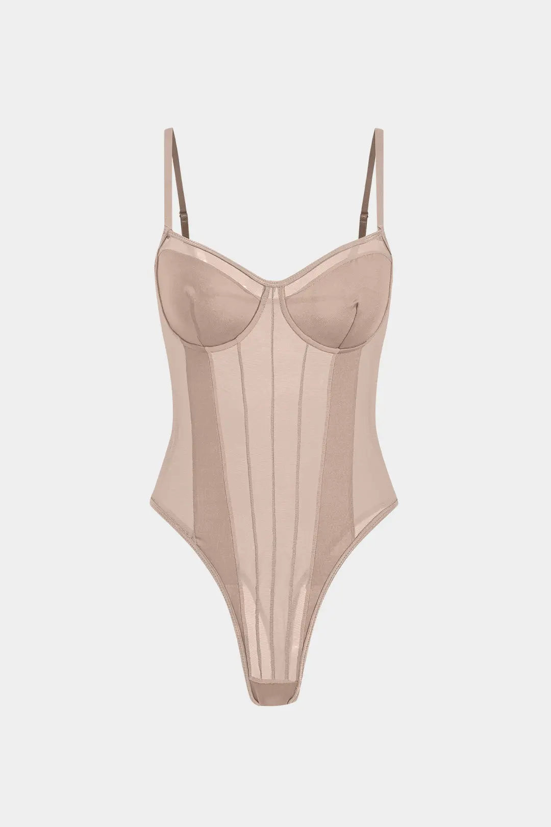 Delphine – Sexet rygfri mesh dame gennemsigtig korset bodysuit-Bodysuit-Zuruz-Beige-XS-Zuruz