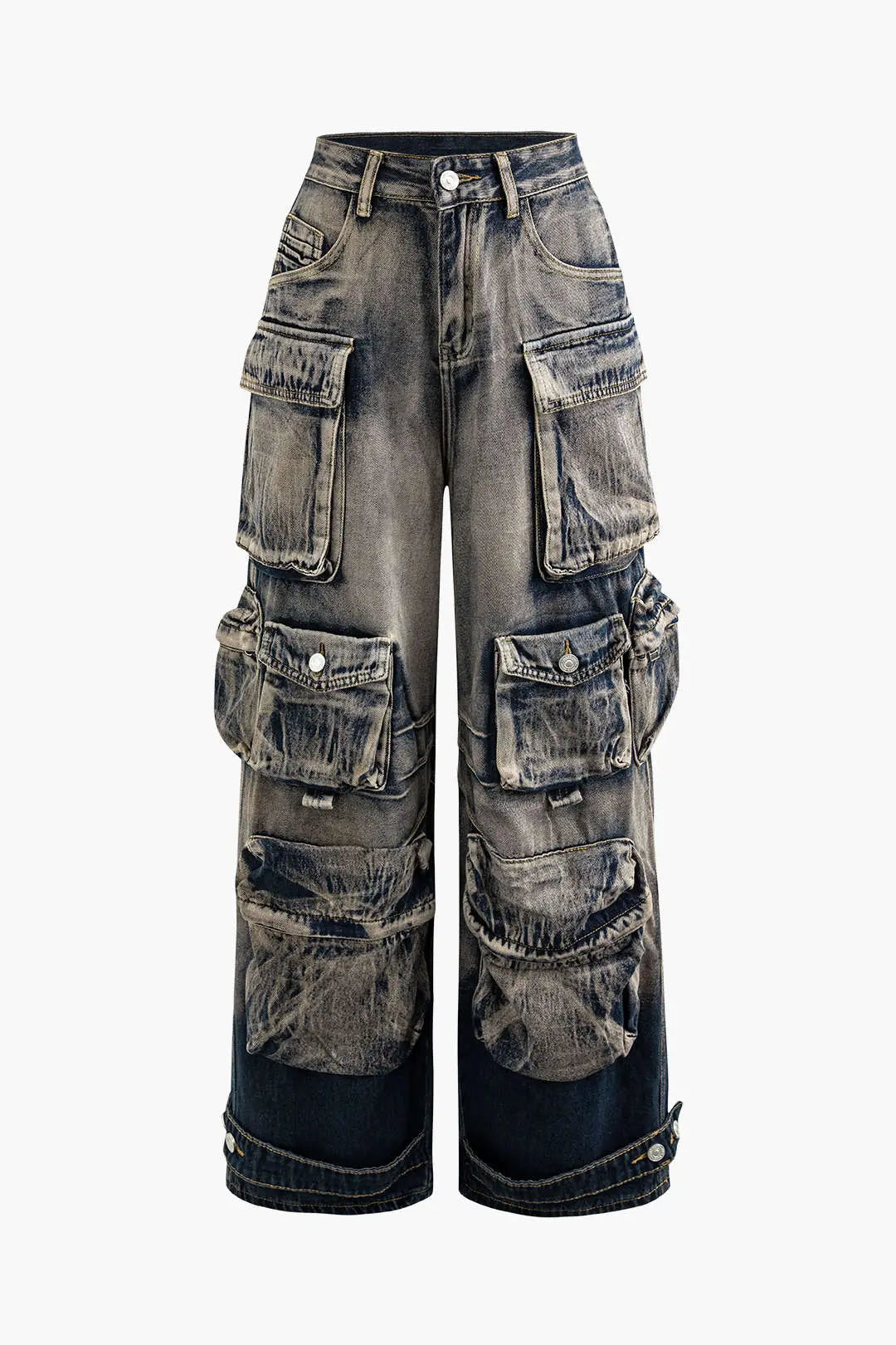 Petra - Ombre Multi-lomme Bredbenede Cargo Jeans til Kvinder-Jeans-Zuruz-Kadet Blå-XS-Zuruz