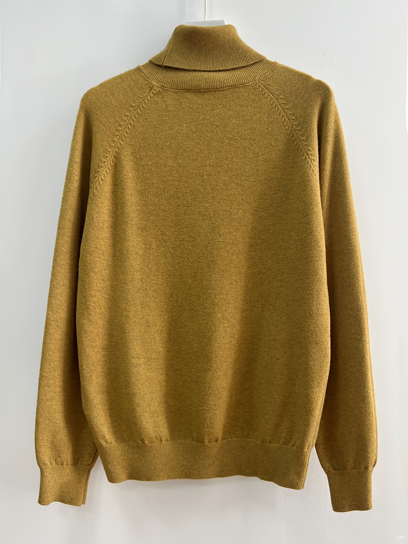 Solid Turtle Neck Sweater, Elegant Long Raglan Sleeve Essential Sweater For Fall & Winter, Women's Clothing