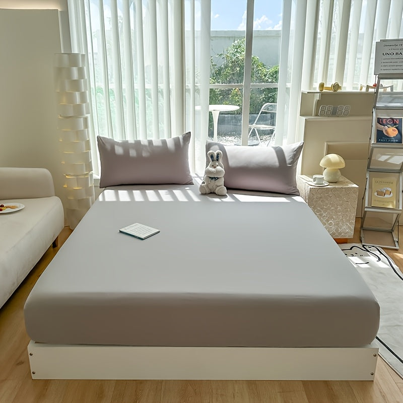 One Piece of Solid Color Fitted Sheet without Pillowcase, Soft and Comfortable Bedding Mattress Protector Anti-slip Mattress Cover, Suitable for Bedroom, Guest Room, Only Fitted Sheet