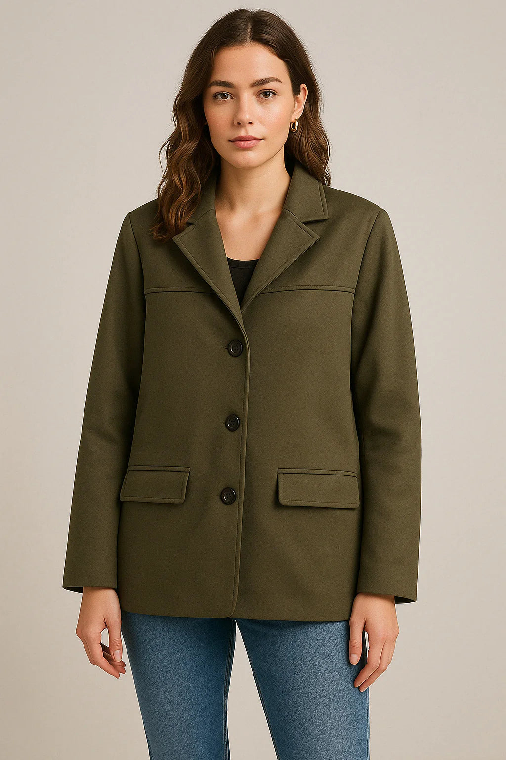 Women’S Blazer – Tailored Fit – Notched Lapel – Single-Breasted – Formal Workwear