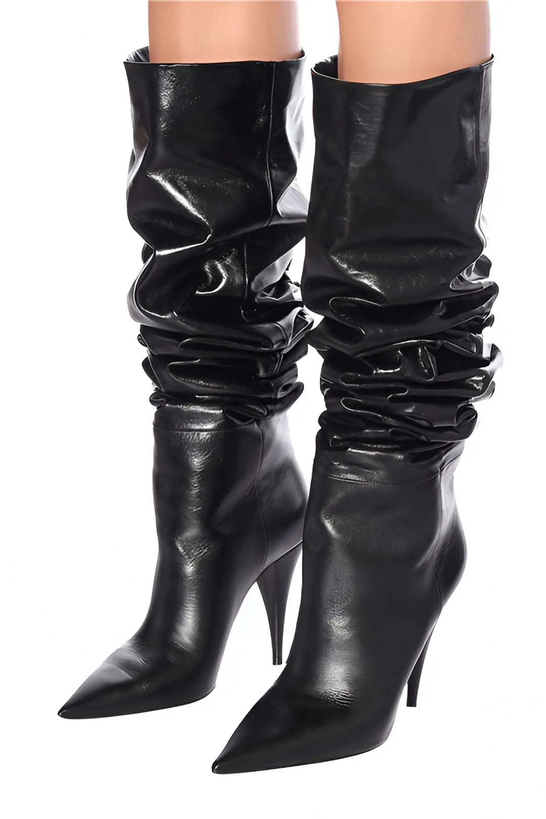 Celestine - Chic Rynket Design Knæhøje Kvinde Støvler-Shoes-Zuruz-Sort-37-Zuruz