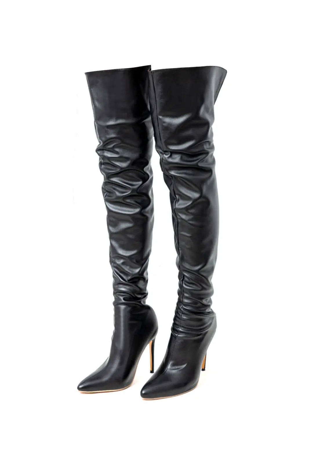 Carmela - Chic Spids Tå Design Over Knæet Kvinde Støvler-Shoes-Zuruz-Sort-4-Zuruz