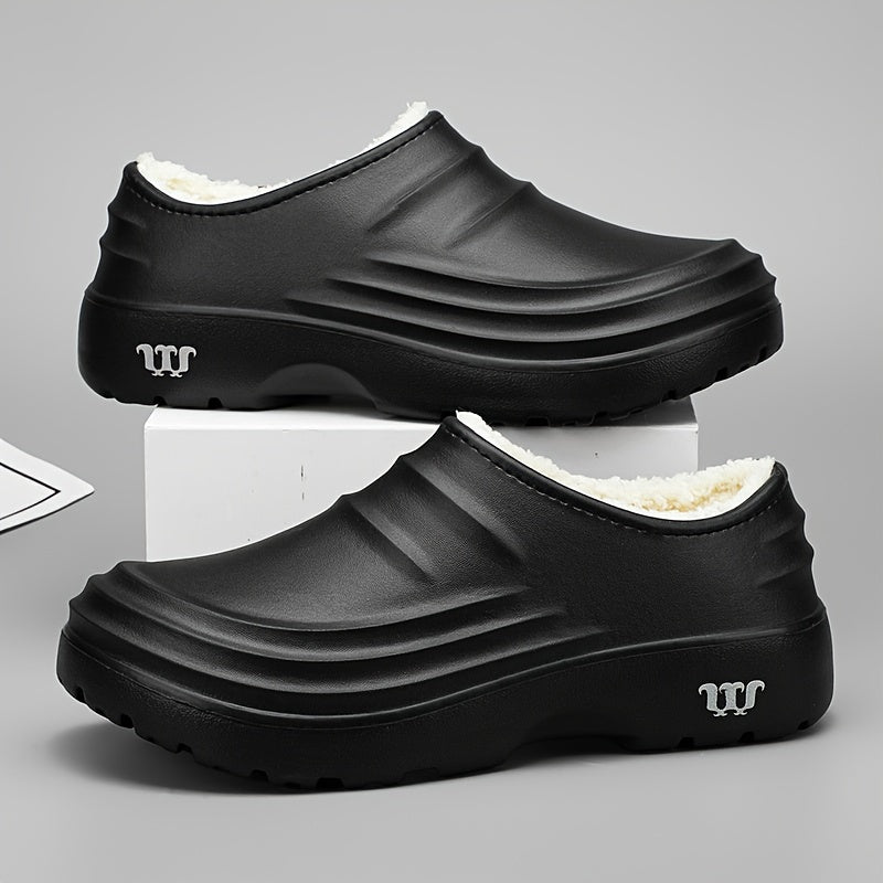 Women's Slip-Resistant High Quality Work Shoes - Thick Insulated EVA Sole, Anti-Odor Winter Casual Shoes for Kitchen, Hospital & Restaurant Use - Black, High Quality Shoes, Kitchen Footwear, Simple Solid Design, Cushioned Interior, Minimalist Style, Brea