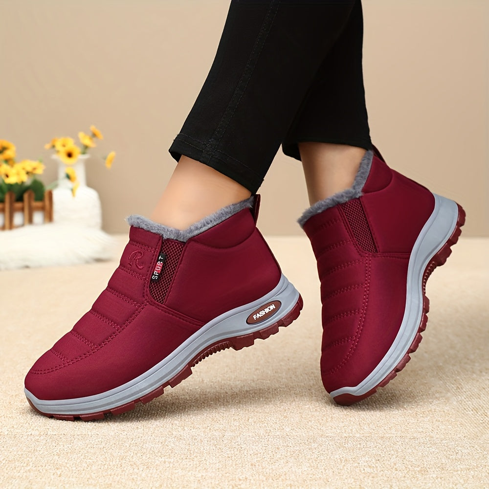 Women'S Slip-On Ankle Boots with Soft Sole - Warm Comfortable Fabric Upper, Round Toe & Flat Heel for All-Season Casual Wear, Outdoor, Home, Date Night - Black, Cute Shoes, Home Comfort Footwear, Cozy Interior Lining