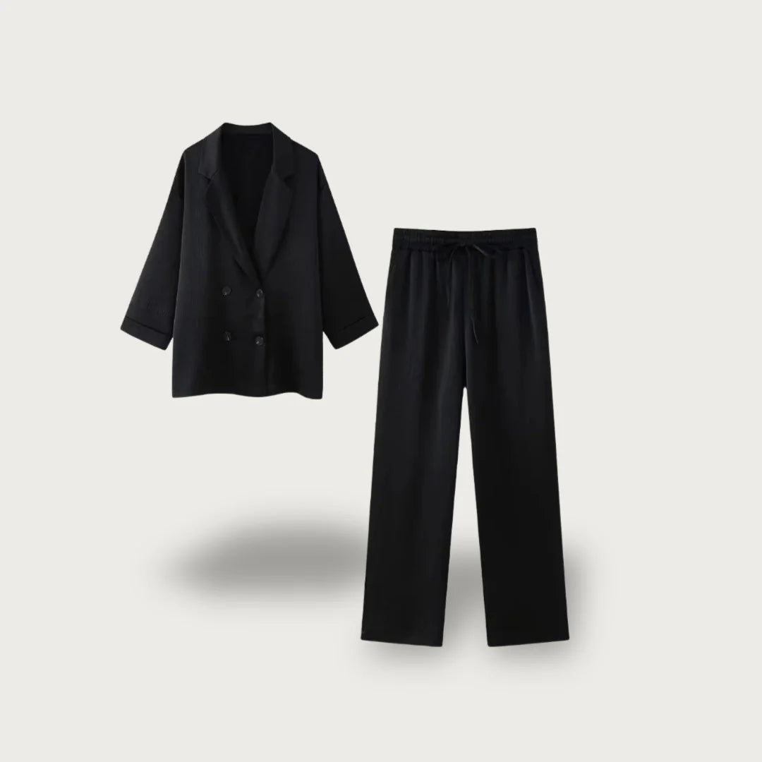 Women’S Blazer – Relaxed Fit – Double-Breasted – Structured Boxy Silhouette – Lightweight