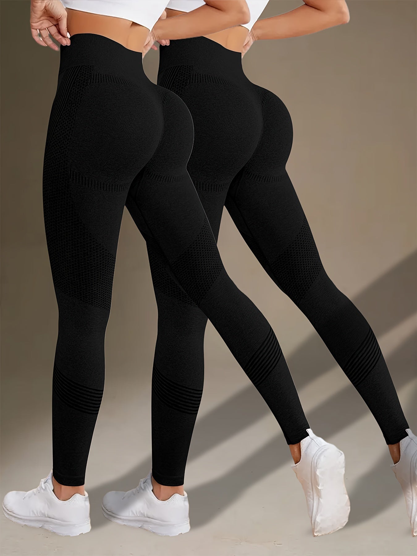 Ensfarvede Fitness Yoga Leggings Høj Stræk Til Kvinder
