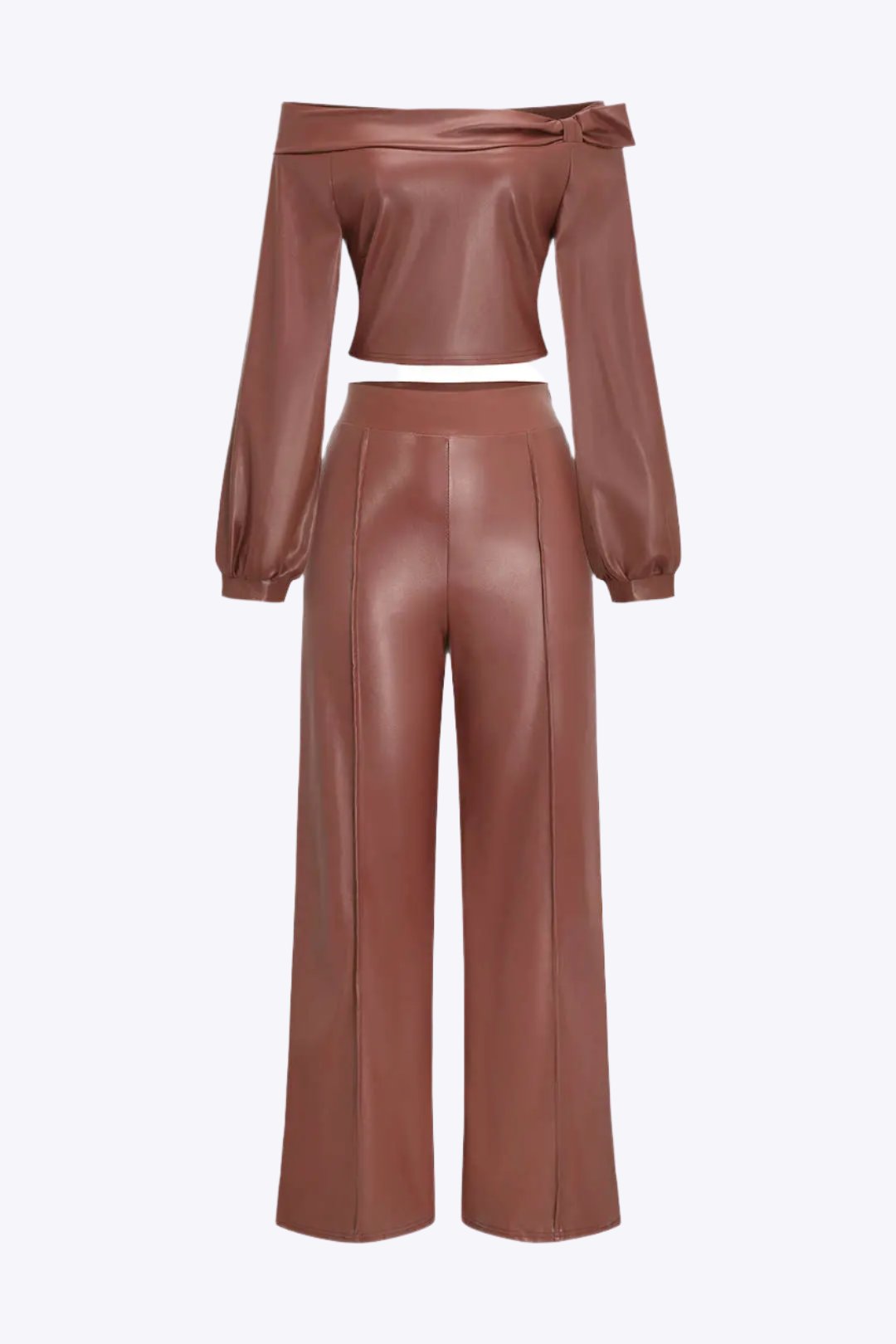 Sabella - Casual Off-Shoulder & Bredbenede Kvinde Bukser Sæt-Sets-Zuruz-Lys Koral-S-Zuruz