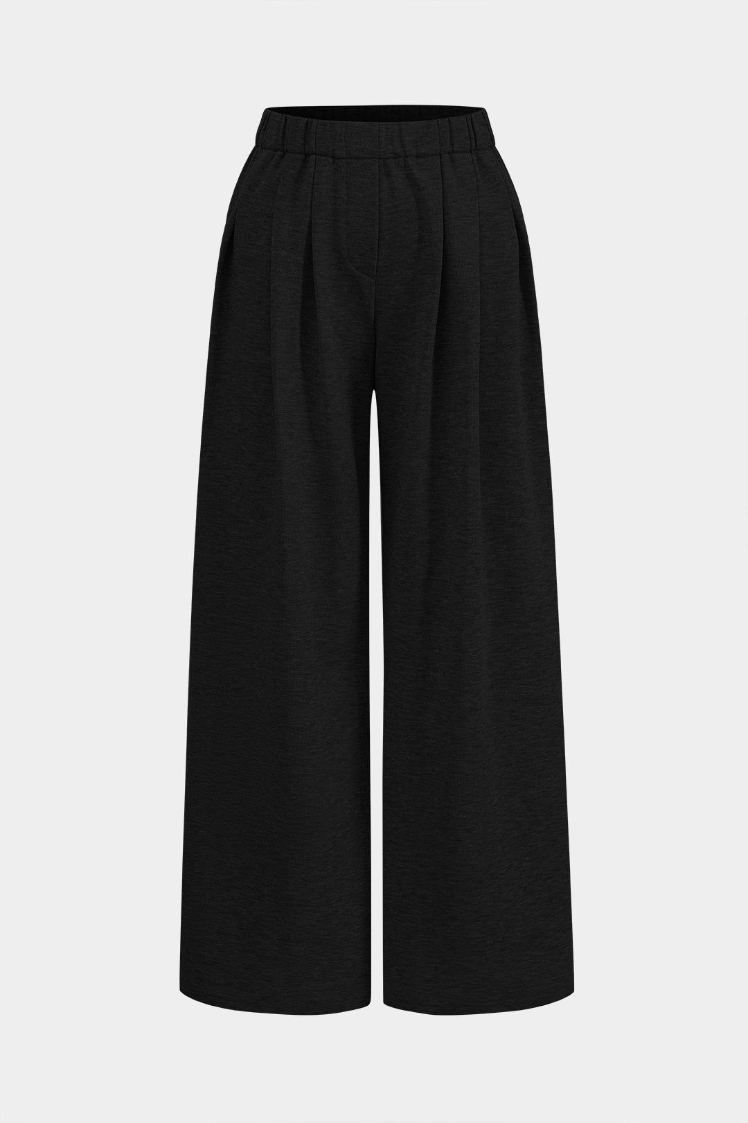 Milena - Elegant Rynket Design Bredbenede Kvinde Bukser-Pants-Zuruz-Sort-XS-Zuruz