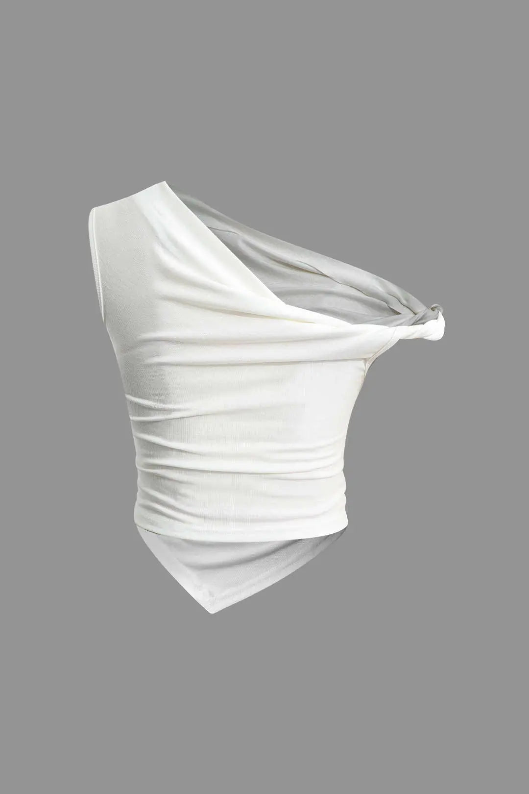 Sabine - Asymmetrisk Twist Rynket Kvinde T-shirt-T-shirts-Zuruz-Zuruz