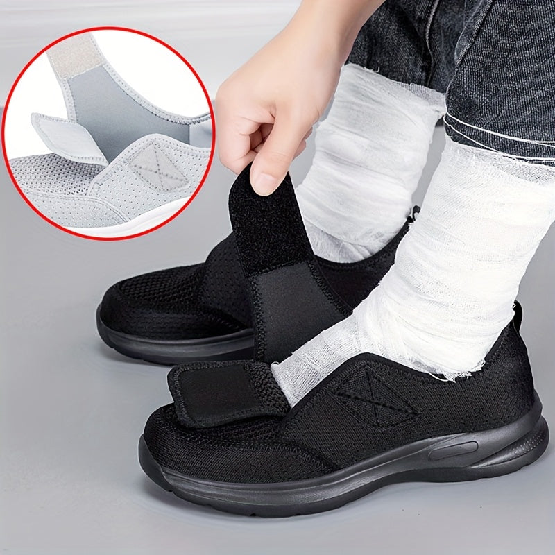 Women'S Orthopedic Wide Feet Swollen Walking Shoes - Adjustable Hook-and-Loop Fastener Closure, Breathable Mesh Upper & MD Sole for All-Season Comfort, Casual Low-Top Sneakers, Plus Size Friendly, Comfy Shoes, Flexible Comfort Footwear